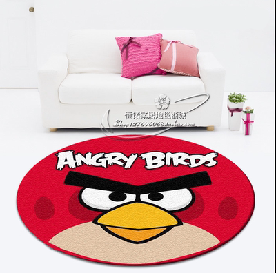 儿童卡通愤怒的小鸟圆形地毯家用卧室电脑转椅吊篮动漫爬行打坐垫