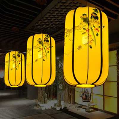 新中式吊灯 古典布艺手绘灯笼 鸟笼灯走廊餐厅茶楼灯具工程灯包邮