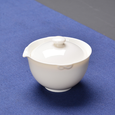 泥韵 台湾创意德化白瓷盖碗三才泡茶碗茶杯玉瓷铁观音大盖碗