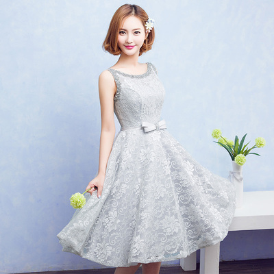 伴娘服短款2016新款韩式礼服姐妹裙公主韩版优雅甜美礼服修身显瘦