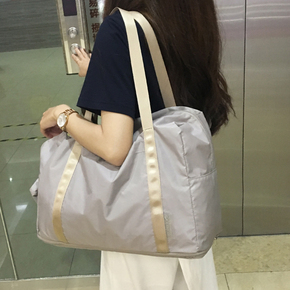 韩版可折叠便携购物袋超市购物环保袋沙滩短途旅行单肩女包收纳包