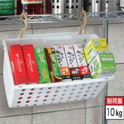 日本进口SANADA悬挂式收纳篮浴室厨房多用途带挂钩塑料挂篮收纳筐
