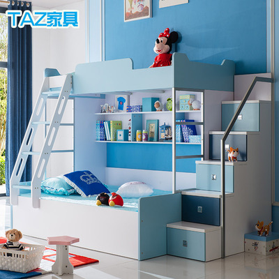 儿童床1.5米双层床高低铺床上下床子母床带储物箱多功能组合家具