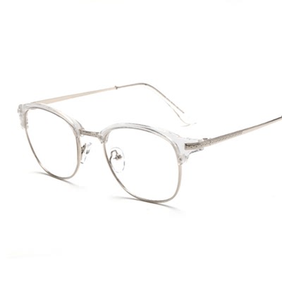 薛之谦同款透明色TR-90眉线框近视眼镜框架女复古半框超轻配成品