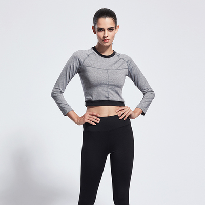 瑜伽服套装长袖女 弹力修身短款跑步运动服镂空透气愈加健身服女