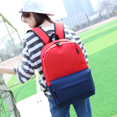 双肩包女韩版帆布学院风纯色简约高中学生书包男休闲旅行电脑背包