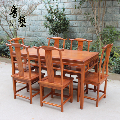 中式实木餐桌榆木长方形餐桌酒店饭店家用实木餐桌火锅桌快餐桌