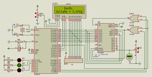 汇编 Lcd1602电压表 0-5V LED指示 Proteus仿真 单片机 毕业课程