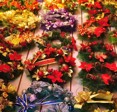 圣诞节装饰品花环花圈挂饰门饰装饰橱窗圣诞藤条商场道具diy礼品