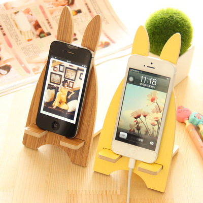 韩版创意超萌越狱兔木质手机支架 可爱手机架托 时尚直播手机座