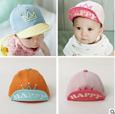 1-2岁韩版儿童遮阳帽夏款女童纯棉公主帽男童卡通鸭舌帽小童帽子