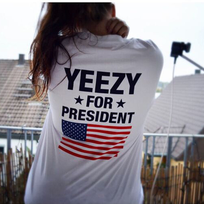 街头Yeezy for president恶搞椰子美国国旗男女款短袖T恤潮KANYE