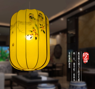 新中式吊灯客厅中国风手绘复古布艺灯笼酒店工程茶楼饭馆餐厅吊灯