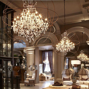 美式水晶复古吊灯创意个性工业风loft餐厅酒吧服装店咖啡厅铁艺灯