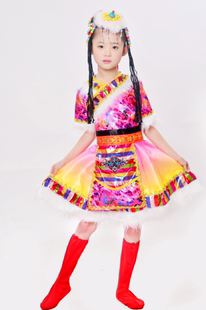 新款藏族舞蹈演出服装女蒙古舞蹈服装少数民族表演服装民族服装女