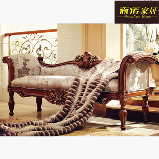 欧式床尾凳现代简约矮凳实木皮艺布艺榻贵妃靠背沙发美式815