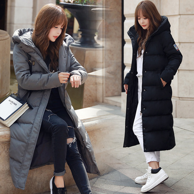 2016新款韩版棉衣女过膝中长款外套修身显瘦学生大码加厚羽绒棉服