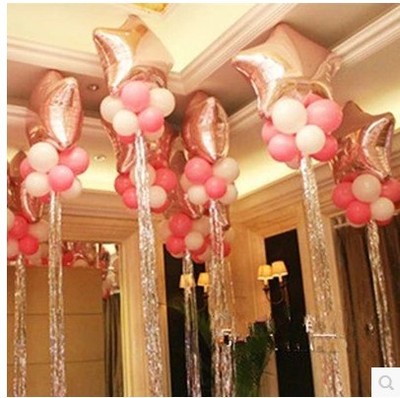 结婚布置 生日派对装饰 流苏彩条婚房装饰气球丝带五角星铝膜气球