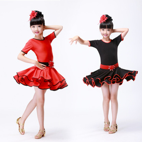 新款儿童拉丁舞服长短袖芭蕾女童练功服少儿比赛舞蹈连衣裙演出服