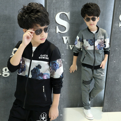 童装男童新款韩版套装2016秋季时尚休闲男孩两件套中大童运动卫衣