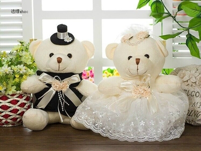 婚车小熊 婚纱礼服对熊 结婚熊 包花娃娃熊批发 花店用品 情侣熊