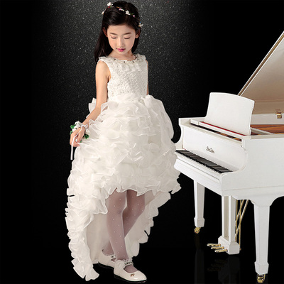 女童婚纱礼服公主裙拖尾2016新款花童婚礼儿童走秀钢琴演出服夏季