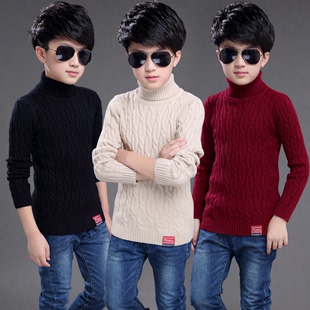 童装2016冬季新款男童羊毛衫套头针织衫儿童宝宝羊绒加厚高领毛衣