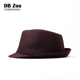 DB Zoo2017年春夏新款英伦爵士小礼帽 绅士短檐卷边时尚礼帽红色