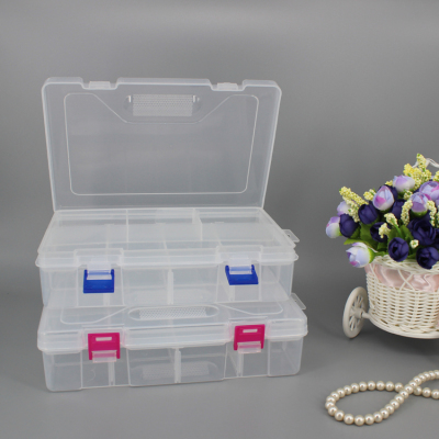 双层8格透明塑料收纳盒首饰盒家庭药盒渔具盒五金工具盒直销批发