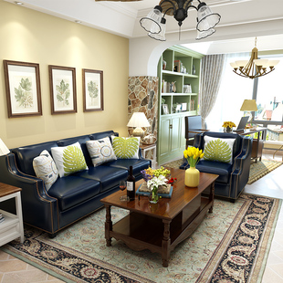 北欧小户型真皮沙发三人位组合 简约美式风格客厅油蜡皮沙发新款