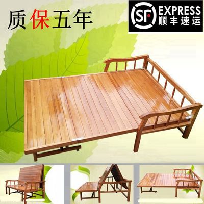 折叠竹床两用沙发床办公室午休床单双人床1.2米简易实木1.5米凉床