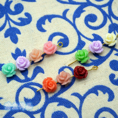DIY发簪饰品材料配件 石粉 玫瑰花苞 花朵 10mm 底部横孔 一枚价