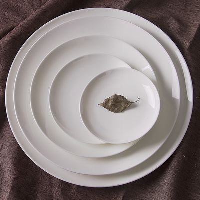 景德镇高档骨瓷盘子 纯白牛排盘 西餐盘蛋糕盘月光盘欧式出口餐具