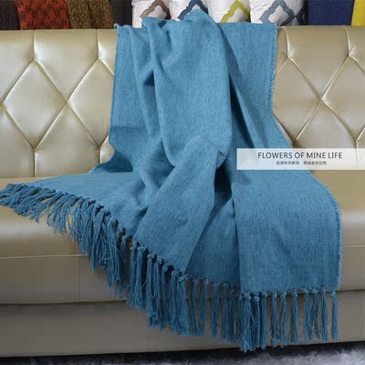 包邮欧式中式美式现代蓝色沙发搭床尾搭毯搭巾软装样板房搭毯搭巾