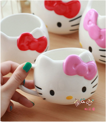 包邮 KT猫韩版卡通陶瓷杯茶杯水杯杯子牛奶杯马克杯猫头杯