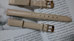 超薄女款石英表真皮表带手表配件 宽12mm接口适用 限量粉色表带