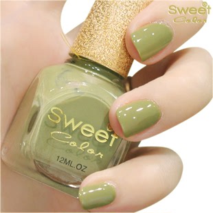 SweetColor环保指甲油 糖果色漆光 显白 橄榄绿色 s284
