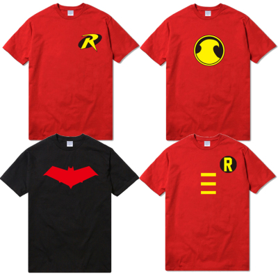 红罗宾红头罩红帽火魔少年正义联盟 蝙蝠侠 夜翼batman短袖 T恤