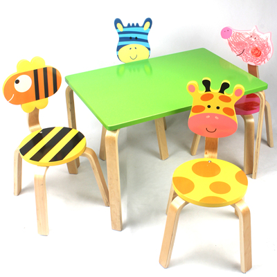 正品特价简约时尚环保卡通木制书桌儿童学习幼儿游戏吃饭桌椅套装