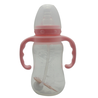 特价促销乖儿宝标准口径PP塑料带柄带吸管全自动奶瓶实感奶嘴