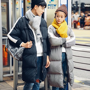 2016冬装韩国新款情侣装长款棉服男女加厚保暖情侣棉衣外套