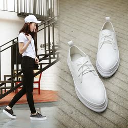 2016春季新款小白鞋女韩版平底单鞋白色板鞋女松糕跟运动休闲鞋