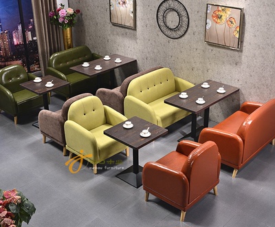 新款休闲咖啡厅沙发卡座单双人餐桌椅甜品奶茶店茶西餐厅沙发桌子