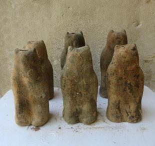 古董古玩古代高古陶器，汉代灰陶陶器汉代时期灰陶猫头鹰6个