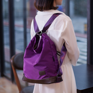 紫魅新款女包单肩包尼龙包韩版双肩包两用包布包女士大包潮旅行包