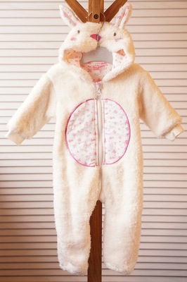 婴儿童女宝宝连体衣加绒加厚纯棉衣服夹棉爬服小兔子哈衣