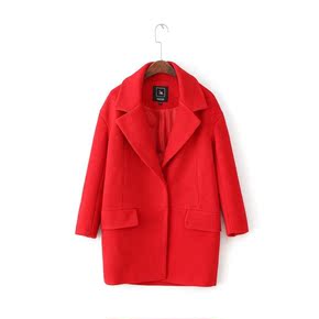 2016冬装新款韩版修身显瘦翻领中长款女羊毛呢子大衣外套70007240