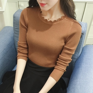 秋装新款韩版半高领毛衣内搭女小衫紧身短款长袖套头打底衫针织衫