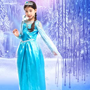 冰雪奇缘公主裙艾莎女童公主cosplay舞会装扮白雪公主儿童演出服