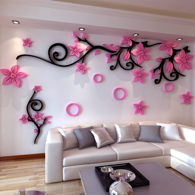 创意花藤亚克力3D立体墙贴画客厅卧室沙发电视背景墙贴纸温馨装饰